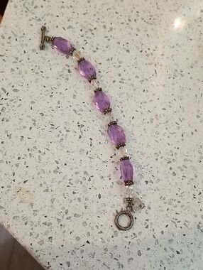 Amethyst-Tone Faceted Bead Bracelet - Women Jewelry